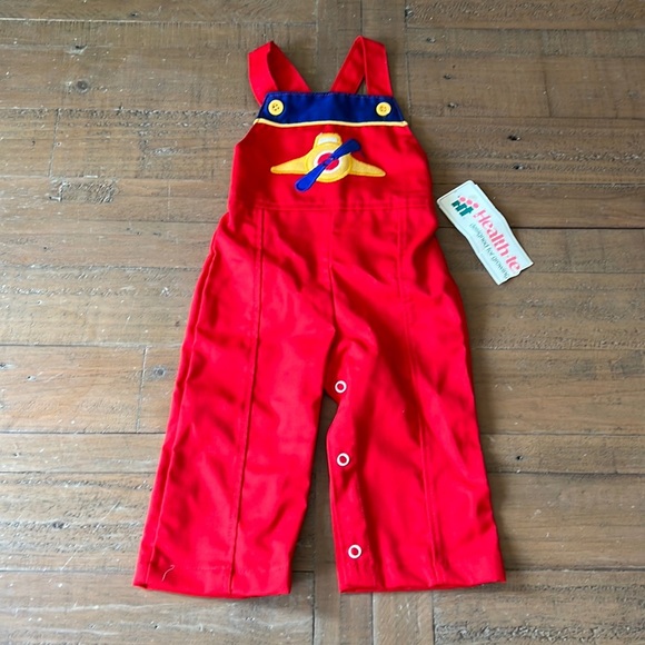 Health Tex vintage red airplane overalls nwt - Picture 1 of 6